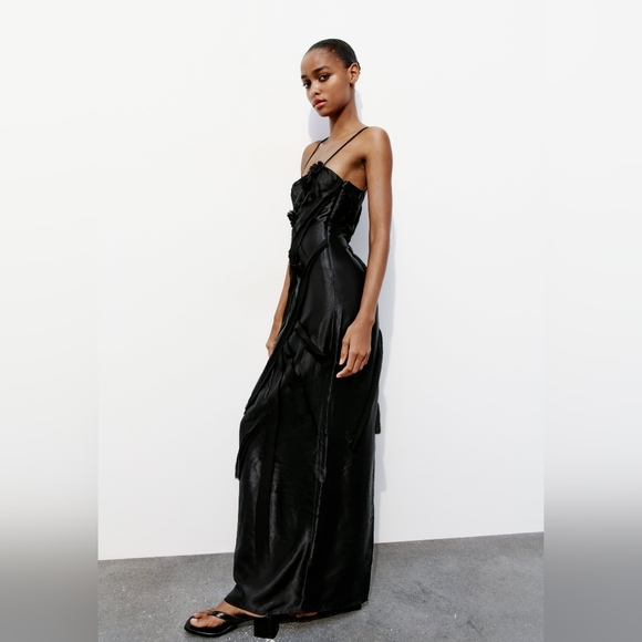 SALE! ZARA NWT SATIN EFFECT DRESS - Picture 4 of 12